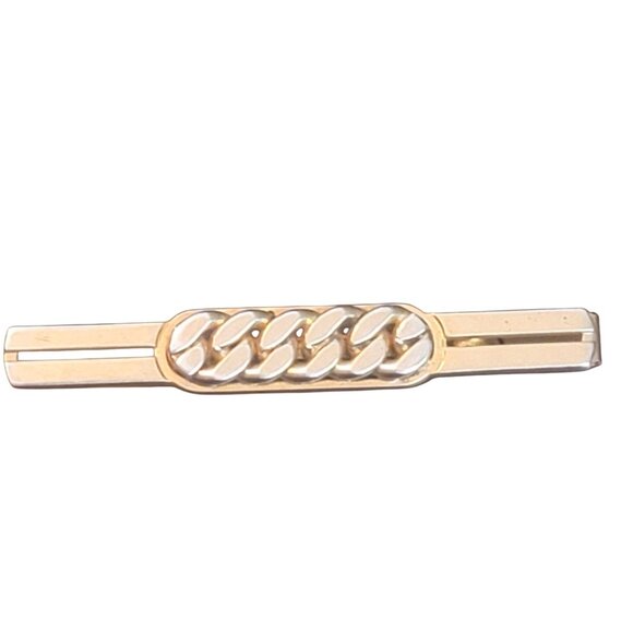 Vintage Swank Gold Tone Chain Link Bar Tie Clip 1950's - Picture 1 of 7